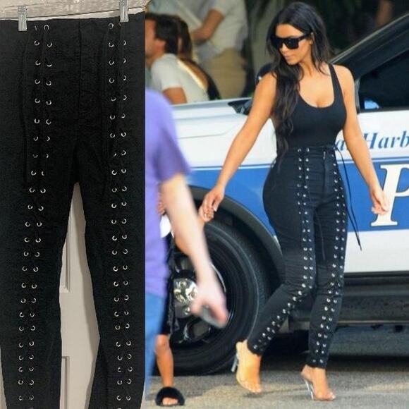 A.L.C. Black Lace-Up Pants Size 2 brand worn by Kim K - Picture 1 of 8